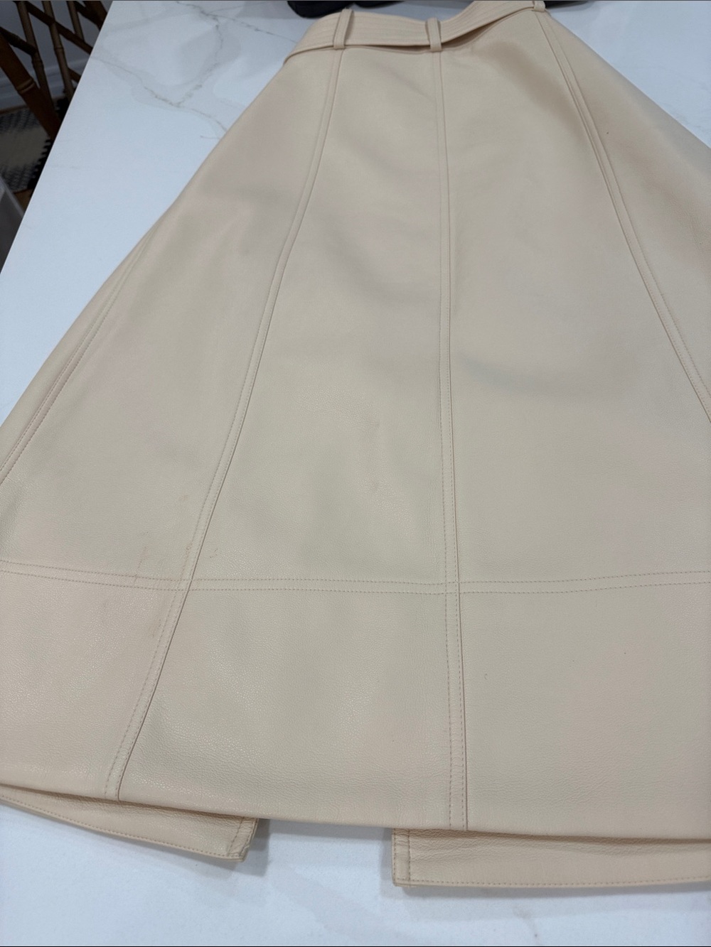 Marie Oliver Cream A-Line Midi Skirt with Front Zip & Tie Waist - Picture 6 of 6